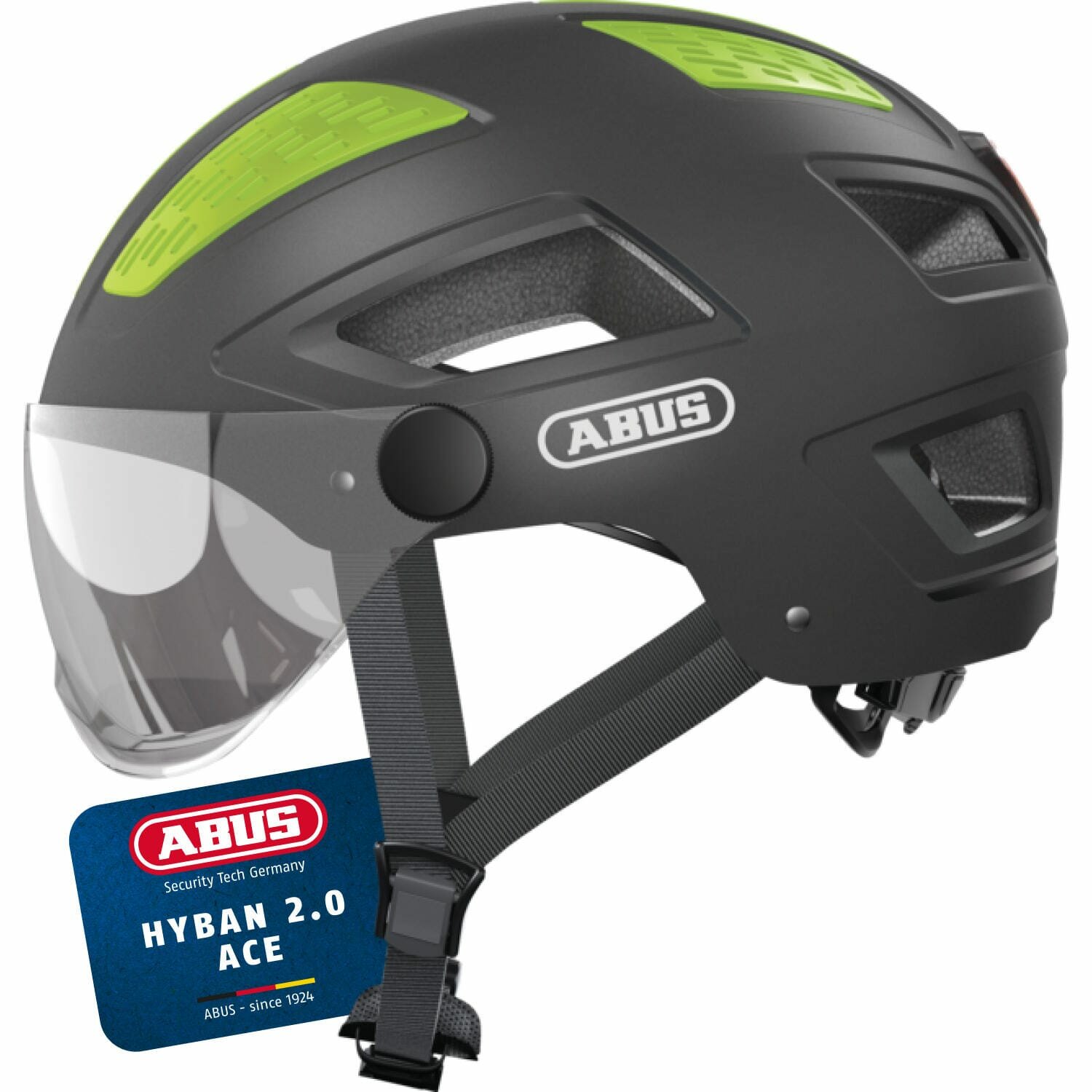 DECATHLON шлем защитный ABUS Hyban 2.0 ACE, темно-серый/зеленый, 52-58 см