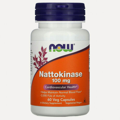 Изображение товара Now Foods Nattokinase, Наттокиназа 100 мг для здоровья сердца и сосудов - 60 капсул