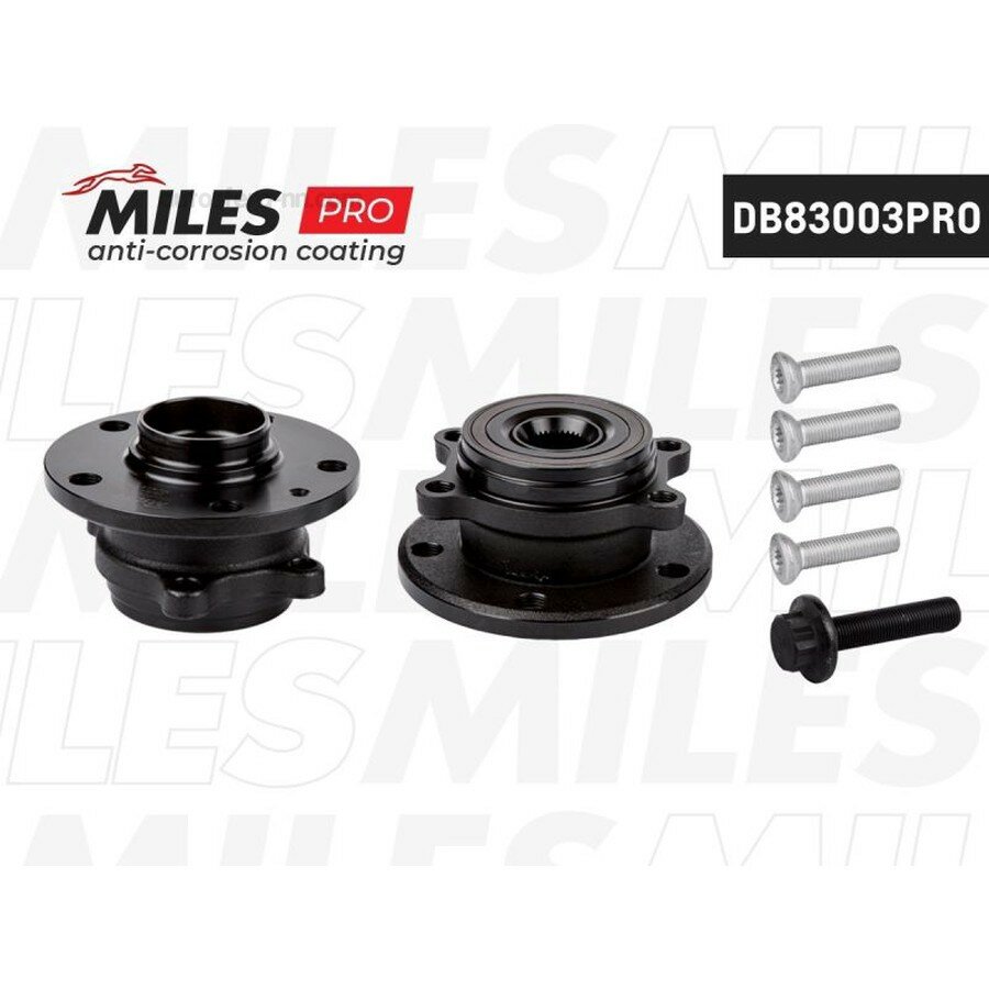 MILES DB83003PRO Ступица с подшипником передняя с ABS (серия PRO с антикоррозийным покрытием) , AUDI A3/GOLF V/CADDY/PASSAT B6/TIGUAN/OCTAVIA 03-. DB83003PRO