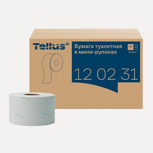 Изображение товара Туалетная бумага Tellus (Tork) Mini Jumbo, Advanced, в рулонах, система T2, 170 м, 2 сл, белая, 6 рулонов (арт: 120231)