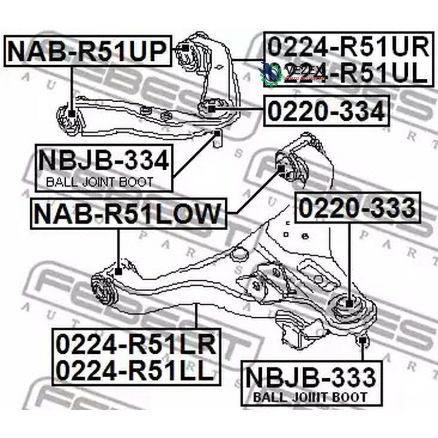 FEBEST 0224-R51LL Рычаг подвески 0224-R51LL