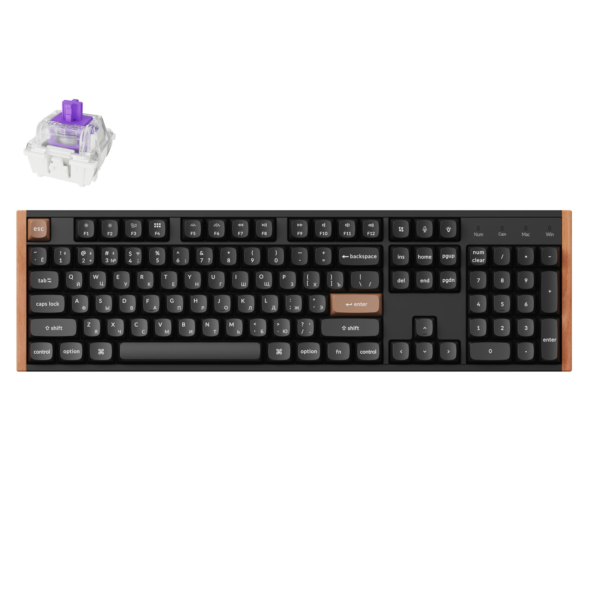 Беспроводная клавиатура Keychron K10 HE, magnetic switch Nebula, RGB, Hot-Swap, Алюминий+дерево(русская раскладка)