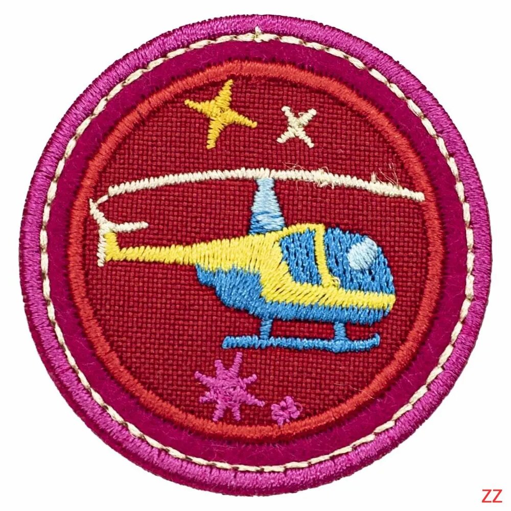 Термонаклейка для одежды, Вертолет на красном фоне, 4,7х4,7 см, Hobby&Pro(Вертолет)