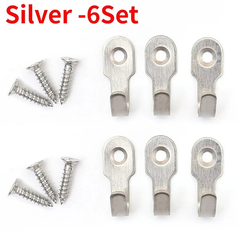 Крючки для ключей из нержавеющей стали Серый, Silver -6Set