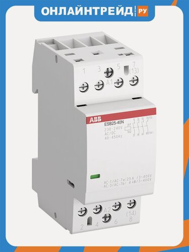 Изображение товара Контактор модульный Abb ESB… N 25А 4НО 230В AC/DC