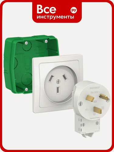 Изображение товара Силовой комплект Systeme Electric (Schneider Electric): розетка, вилка Blanca, 32 А, 250 В, Белый BLNSK013231
