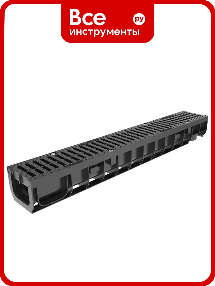 Лоток пластиковый Gidrolica pro dn100 h117 мм с полиамидной решеткой и крепежом класс с250 804509