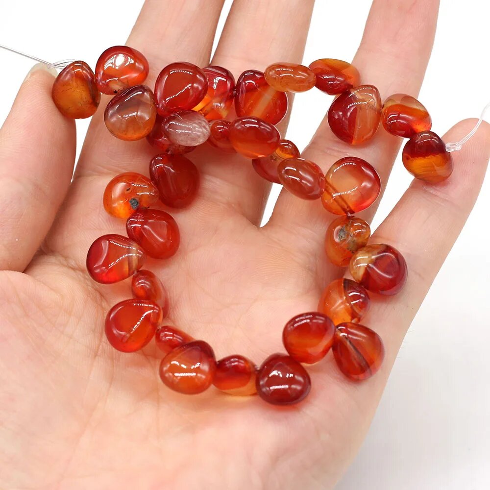 Кварцевые бусины капля 33 шт Оранжевый, Red Agate