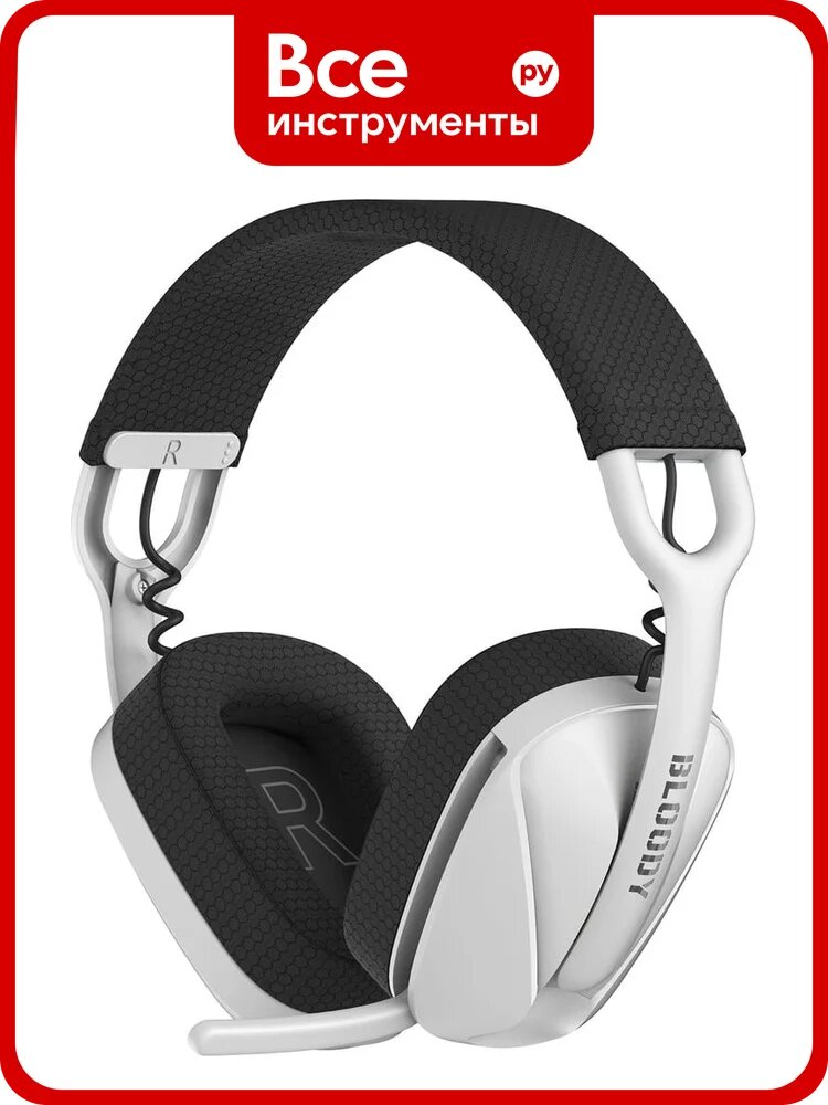 Наушники с микрофоном A4TECH GR285 Bloody белый 1.5м мониторные BT/Radio/3.5mm 2142369