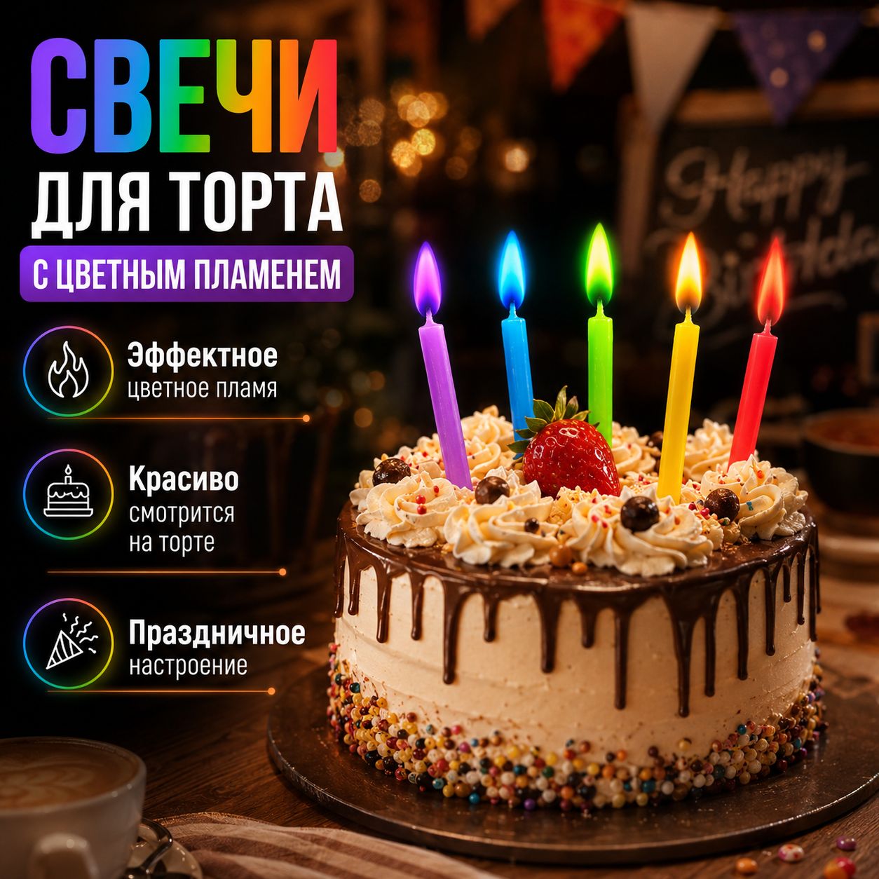 Aolsjyg Свечи для торта, 6 см х 0.5 см, 50 шт