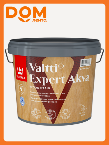 Изображение товара Лазурь антисептическая Tikkurila/Tikkivala Valtti Expert Akva Орегон 2,7 л полуматовая