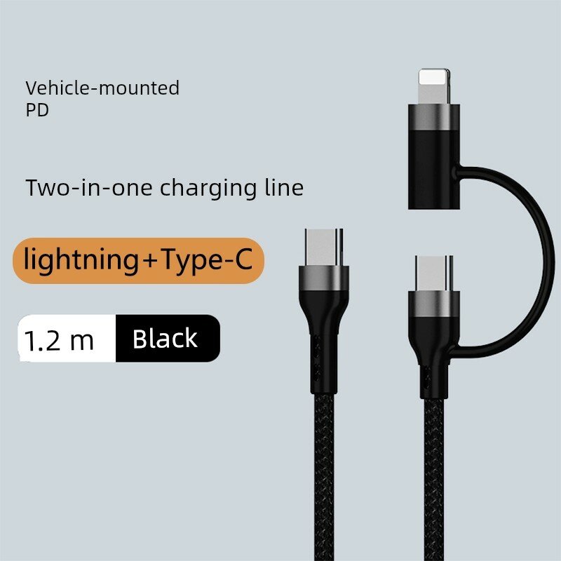 Кабель для быстрой зарядки PD 1,2 м Type-C к USB, 60 Вт с поддержкой Apple 20 Вт, черный для iPhone 13 Pro Max