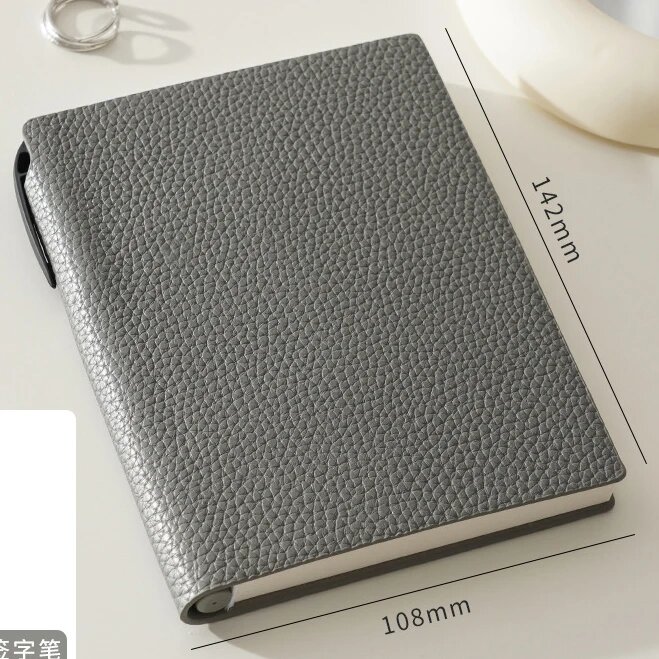 Кожаный блокнот A6, 142x108mm, grey