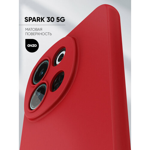 фото Матовый чехол на tecno spark 30 5g/ техно спарк 30 5 джи, тонкий, красный onzo