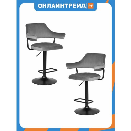 Стул барный Dobrin CHARLY BLACK (серый велюр (MJ9-75))(2 шт/уп)