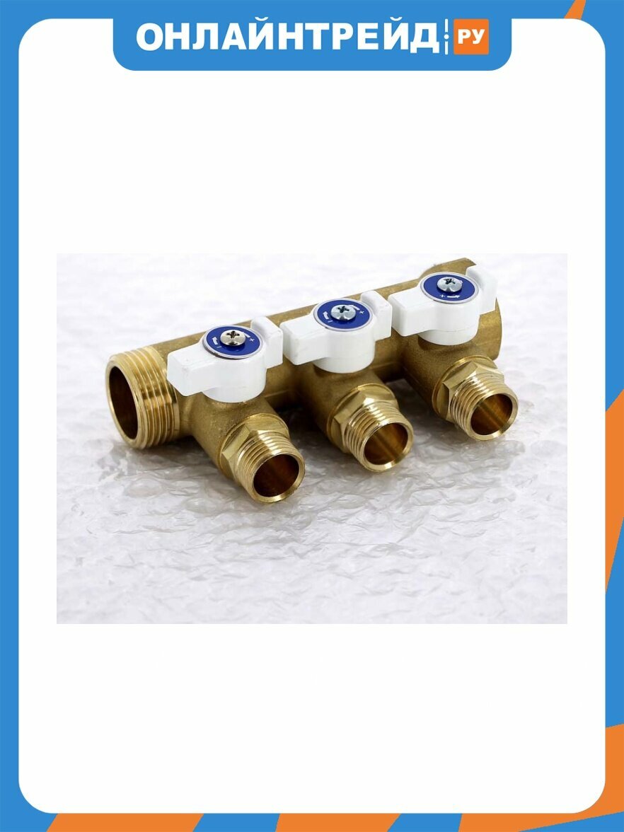Коллектор Uni-fitt НВ 1' 3 х 1/2' Н 40 мм с кранами (424G4230)