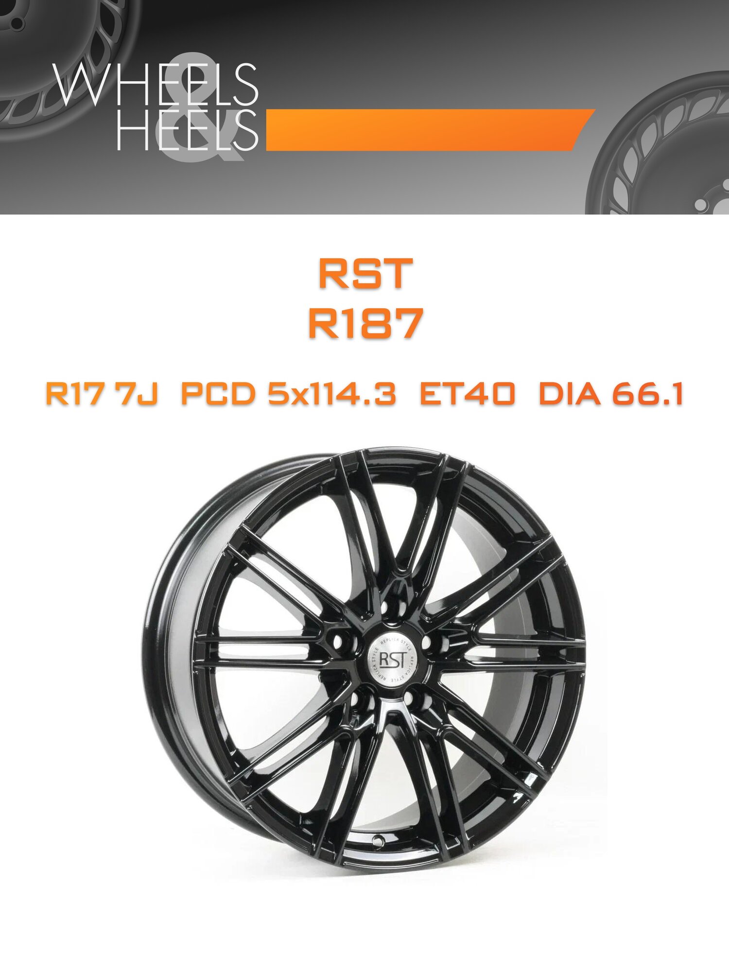 Диск автомобильный литой RST R187 17x7 5x114.3 et40 dia66.1 Чёрный