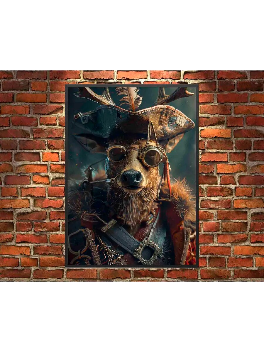 Олень-животное-пират 1, Плакат 30x42см