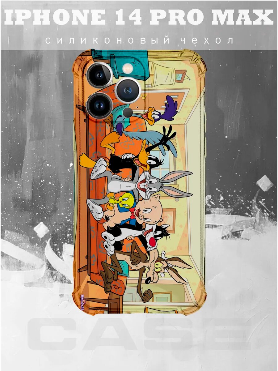 Чехол на iPhone 14 Pro Max с принтом герои Луни Тюнз