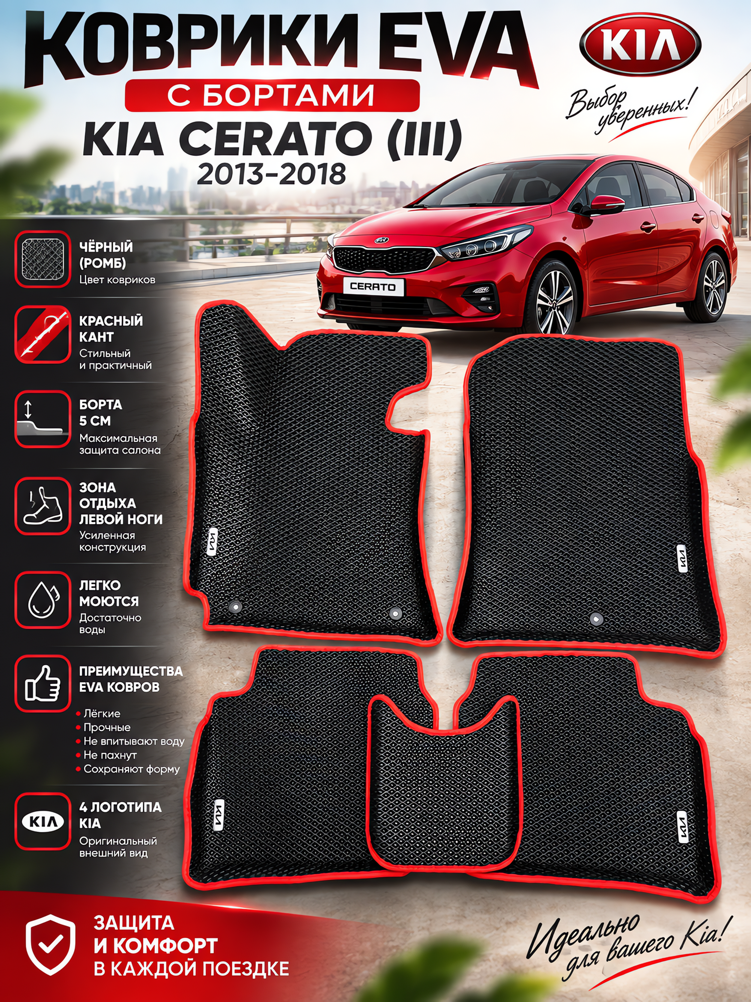 Комплект EVA с бортами Kia Cerato (III) (2013-2018)/ Церато 3