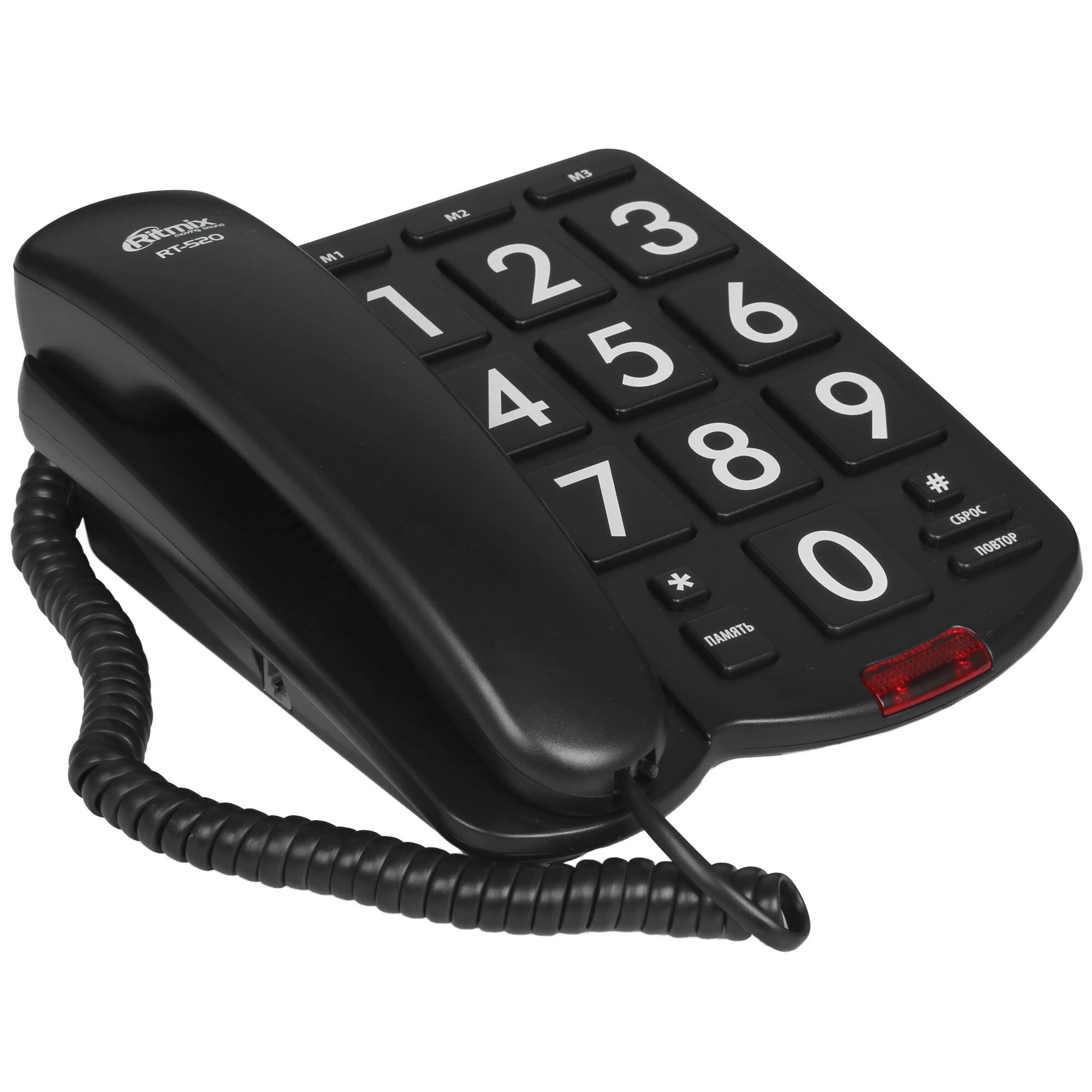 Телефон проводной RITMIX RT-520 BLACK, пластик, цвет черный.