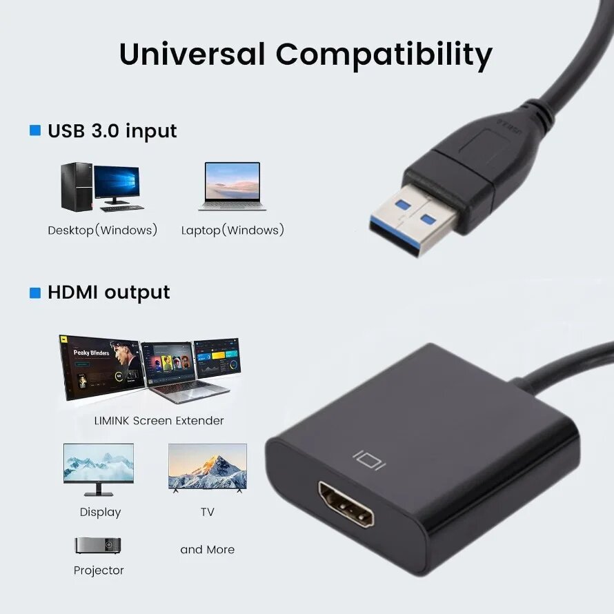 Адаптер USB 3.0 - HDMI, Big shell — фото 1