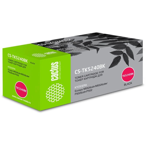 Картридж Cactus CS-TK5240BK черный, для KYOCERA Ecosys M5526cdn/M5526cdw/P5026cdn/P5026cdw, ресурс до 4000 страниц