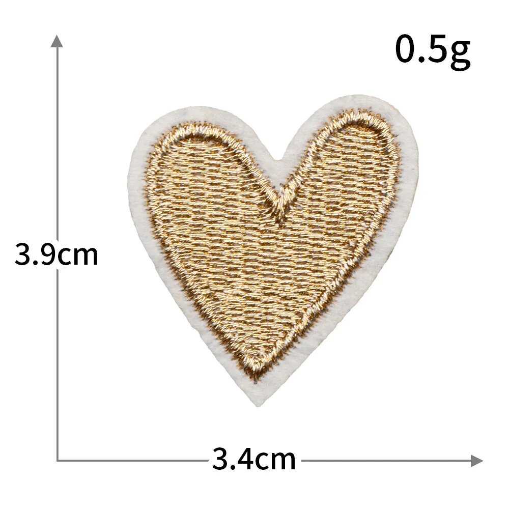 Вышивка сердечком бежевая, 3.9x3.4 см, 0.5г, S5230