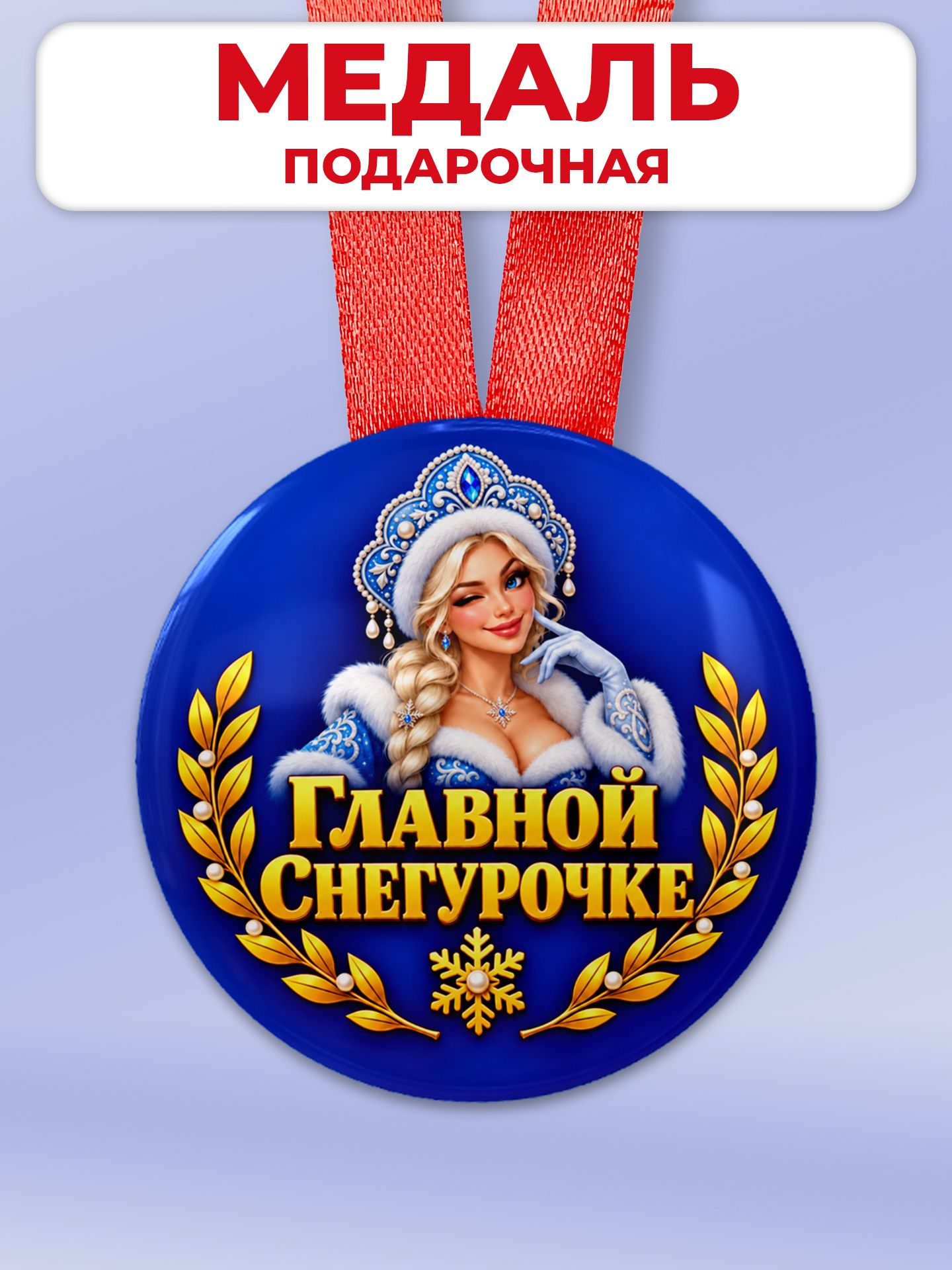 Медаль закатная Главной Снегурочке в подарок женщине