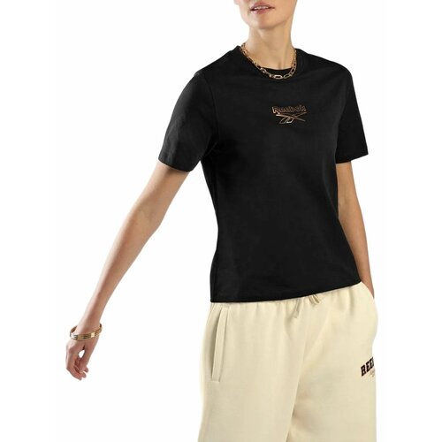 фото Футболка спортивная reebok identity shimmer flex crew t-shirt w, размер s, черный