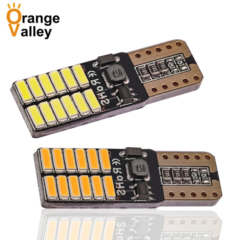 100 шт. супер яркий T10 W5W 24 светодиода 4014 SMD автомобильный светодиодный клиновой фонарь белый