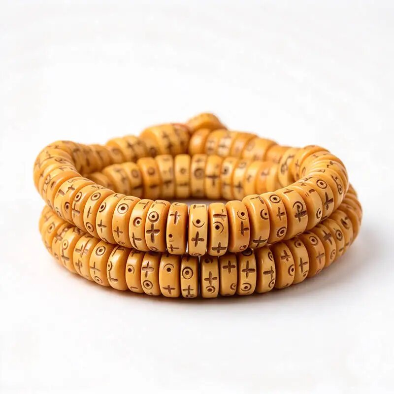 Бусины тибетские из кости яка, 108 шт, 10x4 мм, коричневые