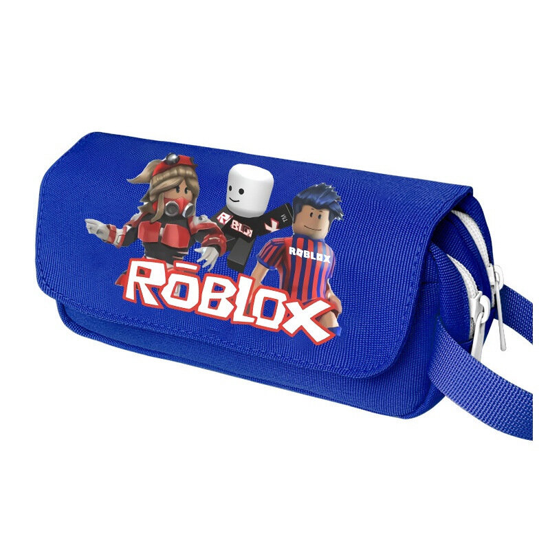 Двойной пенал Roblox с принтом, большая вместимость, с ручкой, для школьников, синий, модель LBLS-197