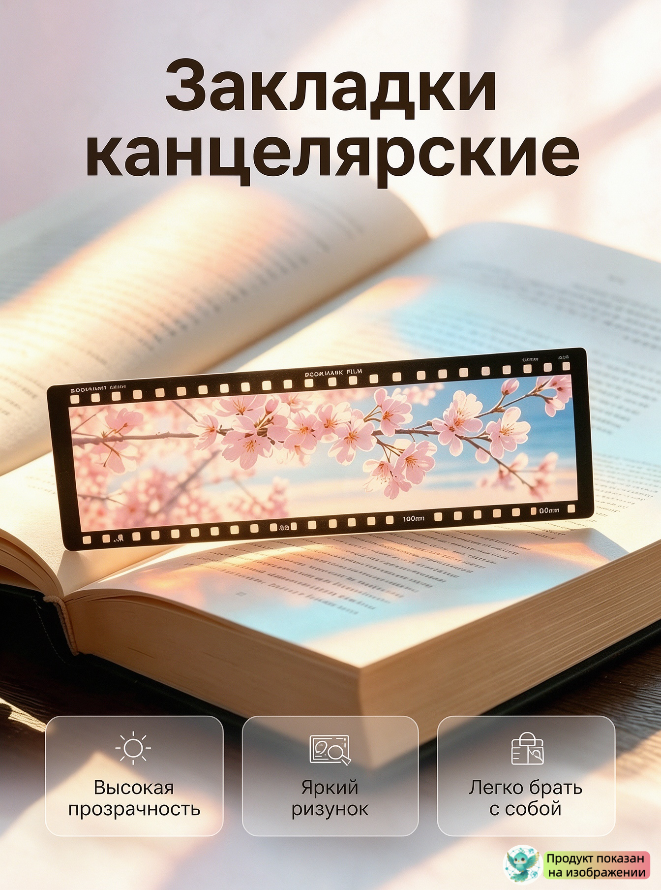 Закладки канцелярские, 13 x 4 cm, закладки для книг, 1 шт, Эффект светопропускания, закладка для книг