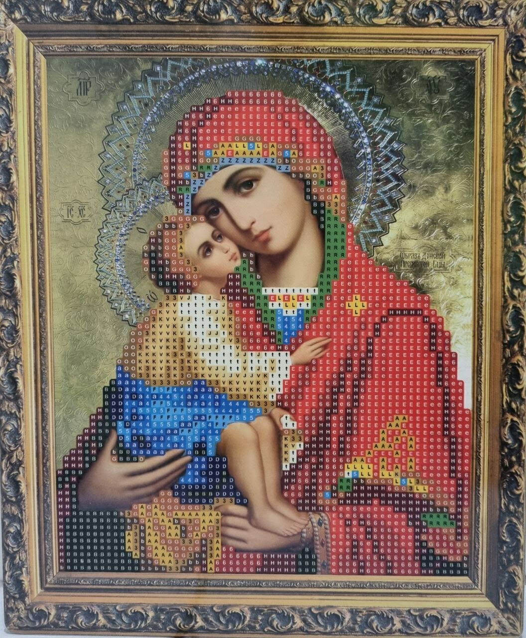 Алмазная выкладка. Владимировская Богородица. Размер 21*25см