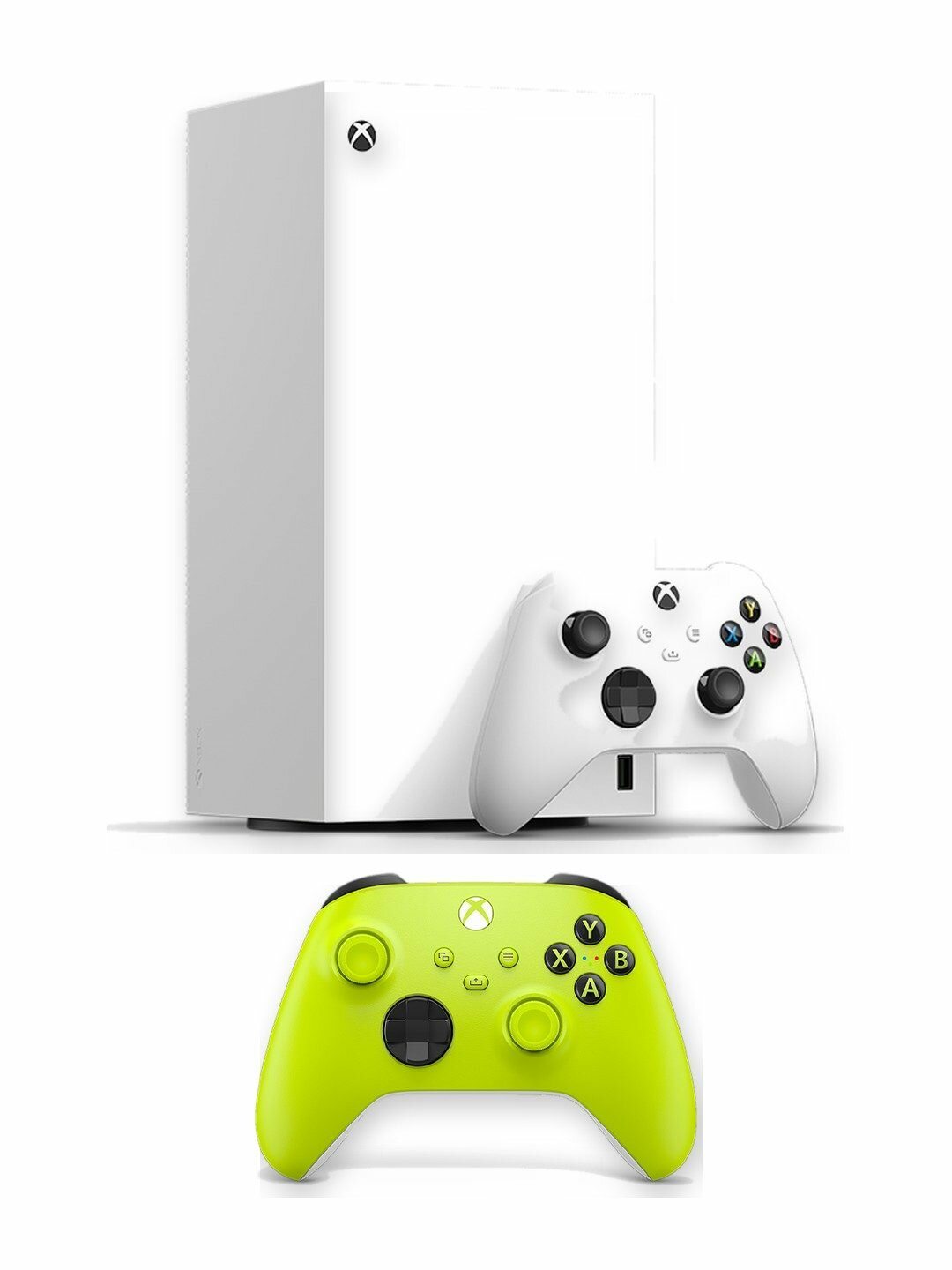 Игровая приставка Microsoft Xbox Series X Digital 1 ТБ без дисковода, Robot White, американская версия + 2-й геймпад Xbox Wireless Controller Electric Volt