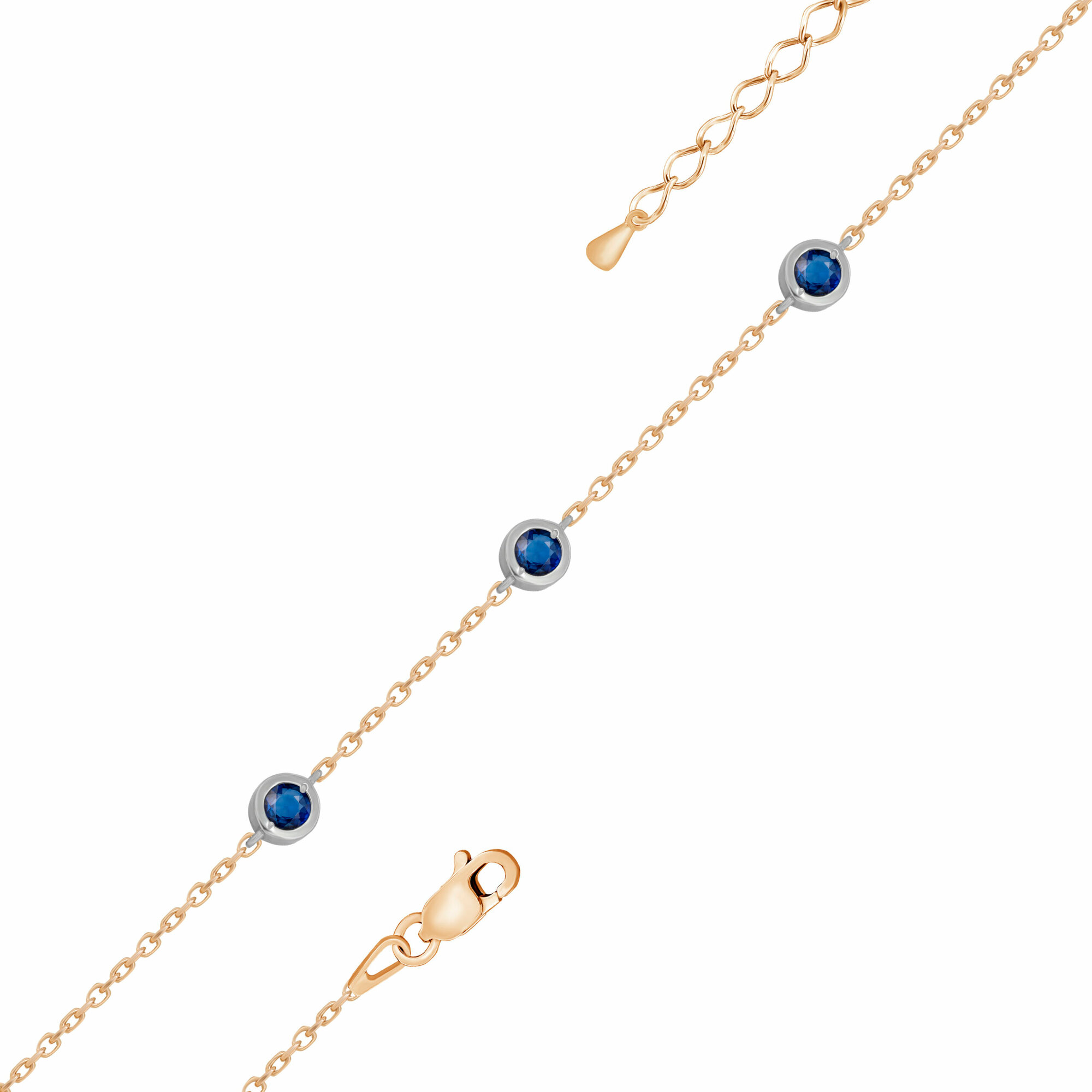 Браслет JEWELIN, красное золото, 585 проба, сапфир