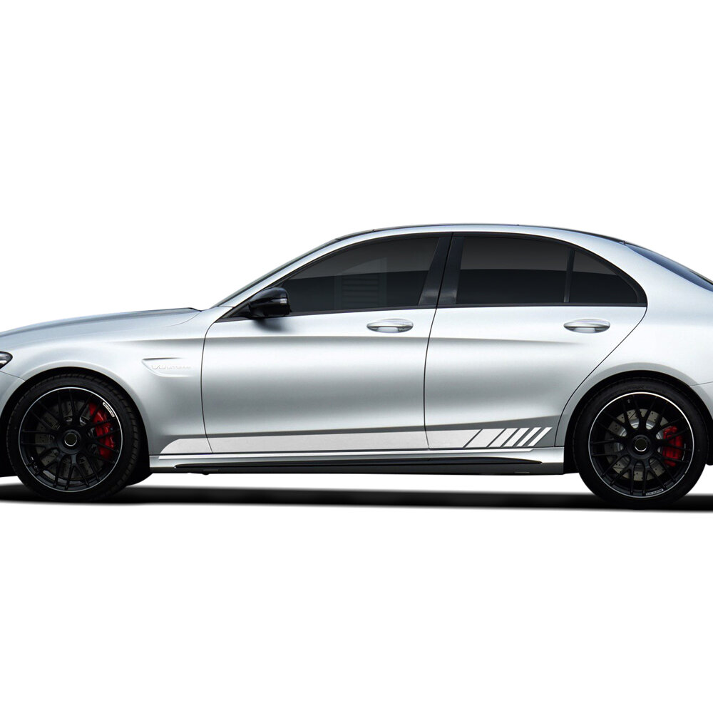 Наклейки на боковые пороги для Мерседес AMG C63 Sedan W205 (Американская/Европейская версия) 2015–2021