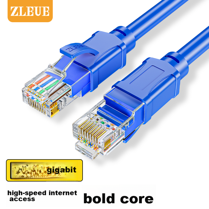 ZLEUE Cat5e Gigabit Ethernet Cable 50 м синий готовый кабель для домашнего интернета и компьютера Длина：50
