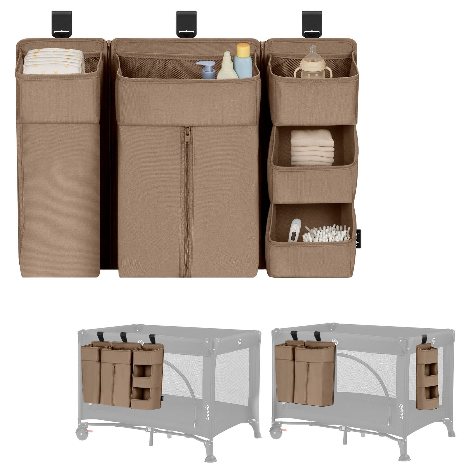 Органайзер для кроватки Lionelo Sidepocket Large, бежевый, 60x12x42 см