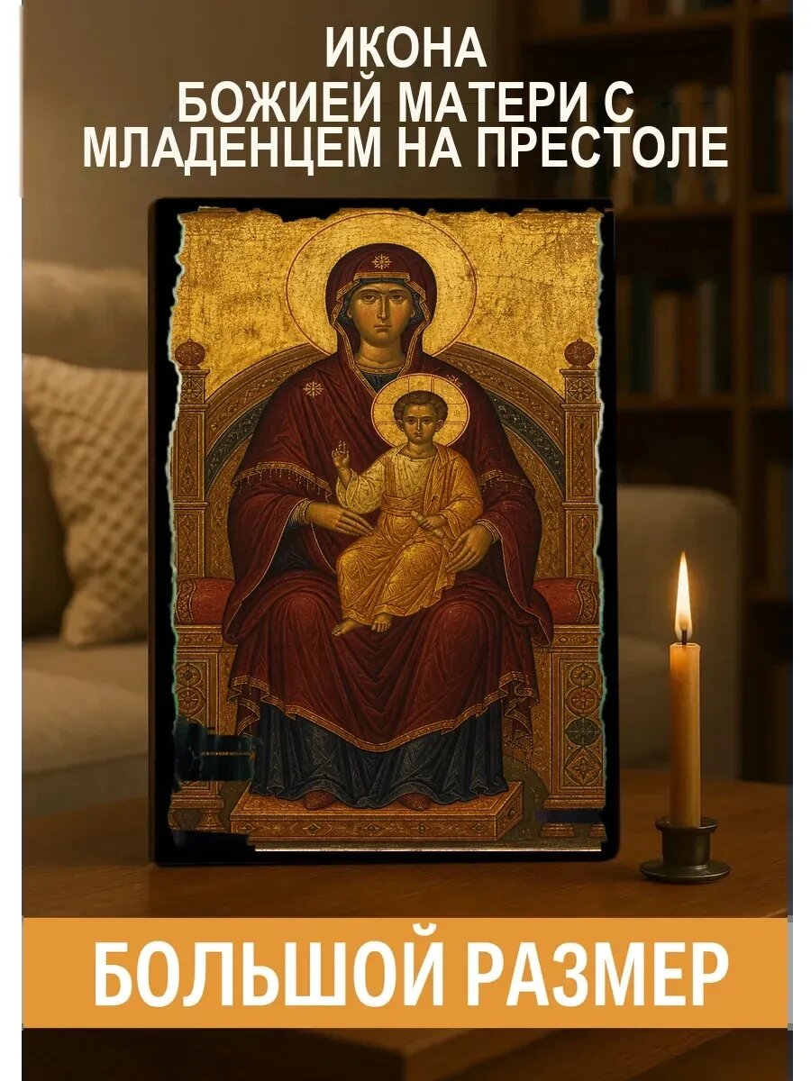 Икона с младенцем на престоле, на дереве, 30×40 см, освящённая