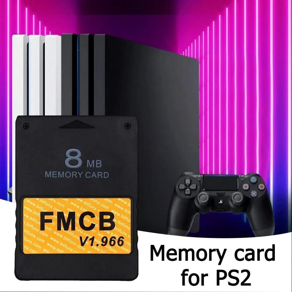 Карта памяти для PlayStation 2 с Free MCBoot 8 МБ, черная