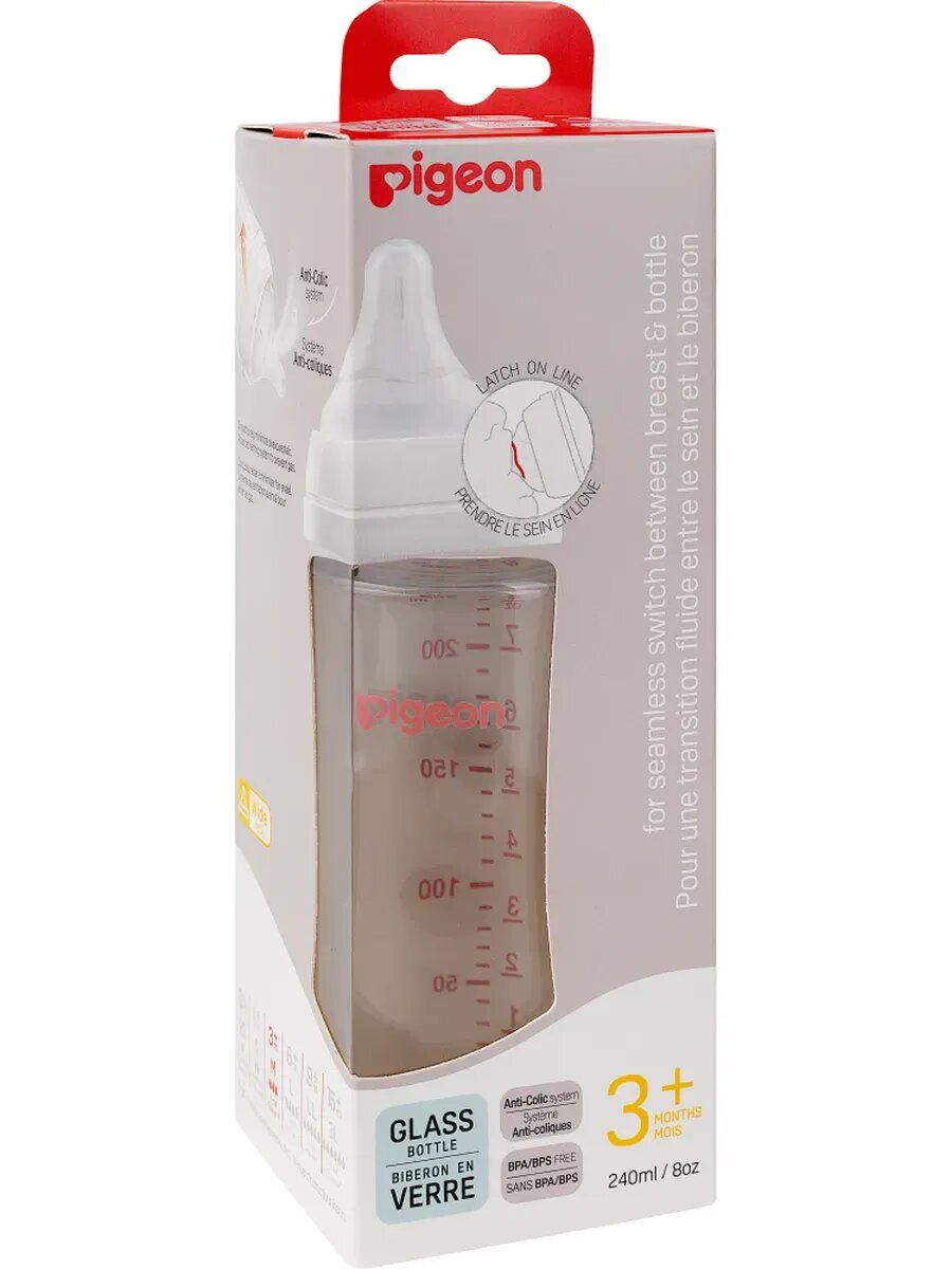 #Pigeon softouch peristaltic plus бутылoчка для кoрмления cтеклянная 3+ 240 мл#