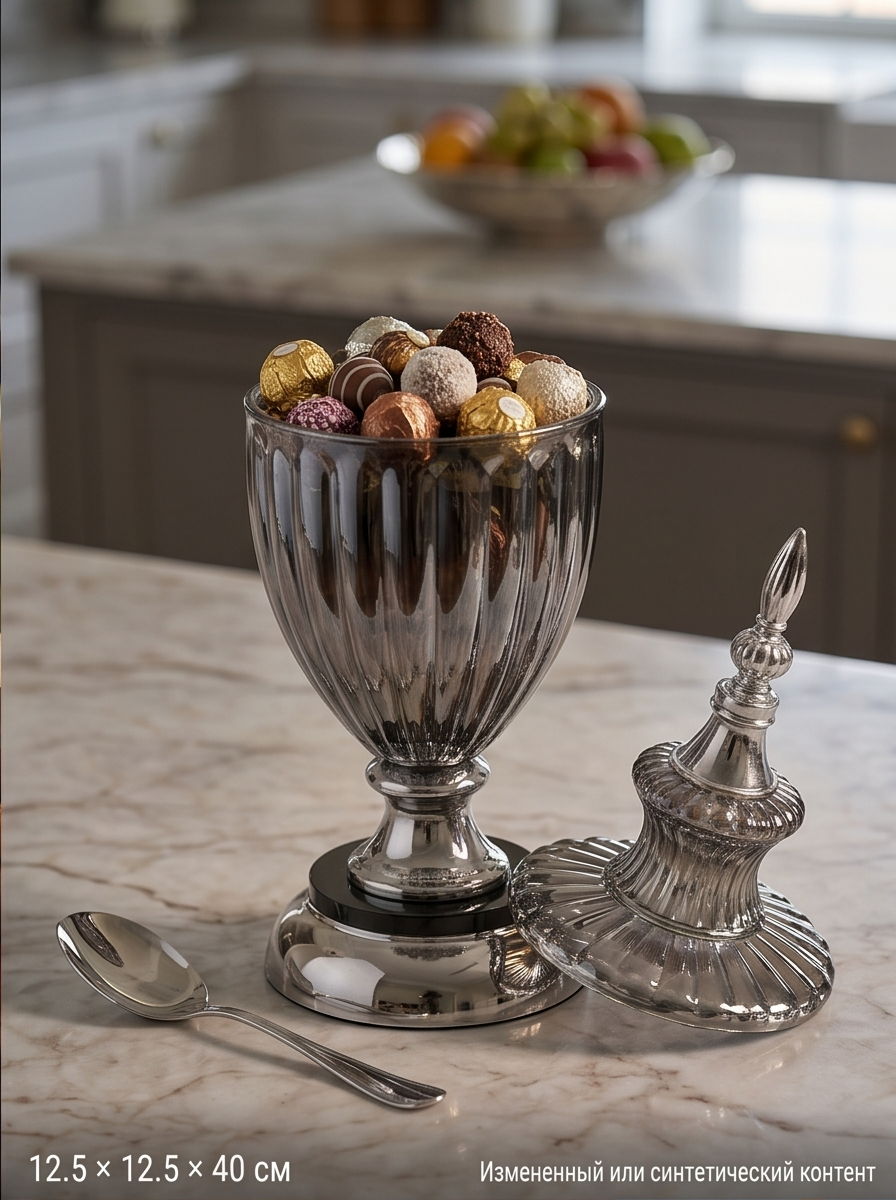 Конфетница "Серебряный блеск" 12,5х12,5х40