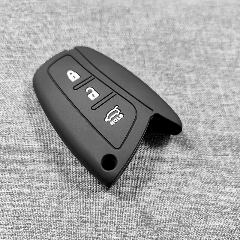 Силиконовый чехол для ключа автомобиля Hyundai Santa Fe 4 поколение, черный, 3-кнопочный пульт дистанционного управления
