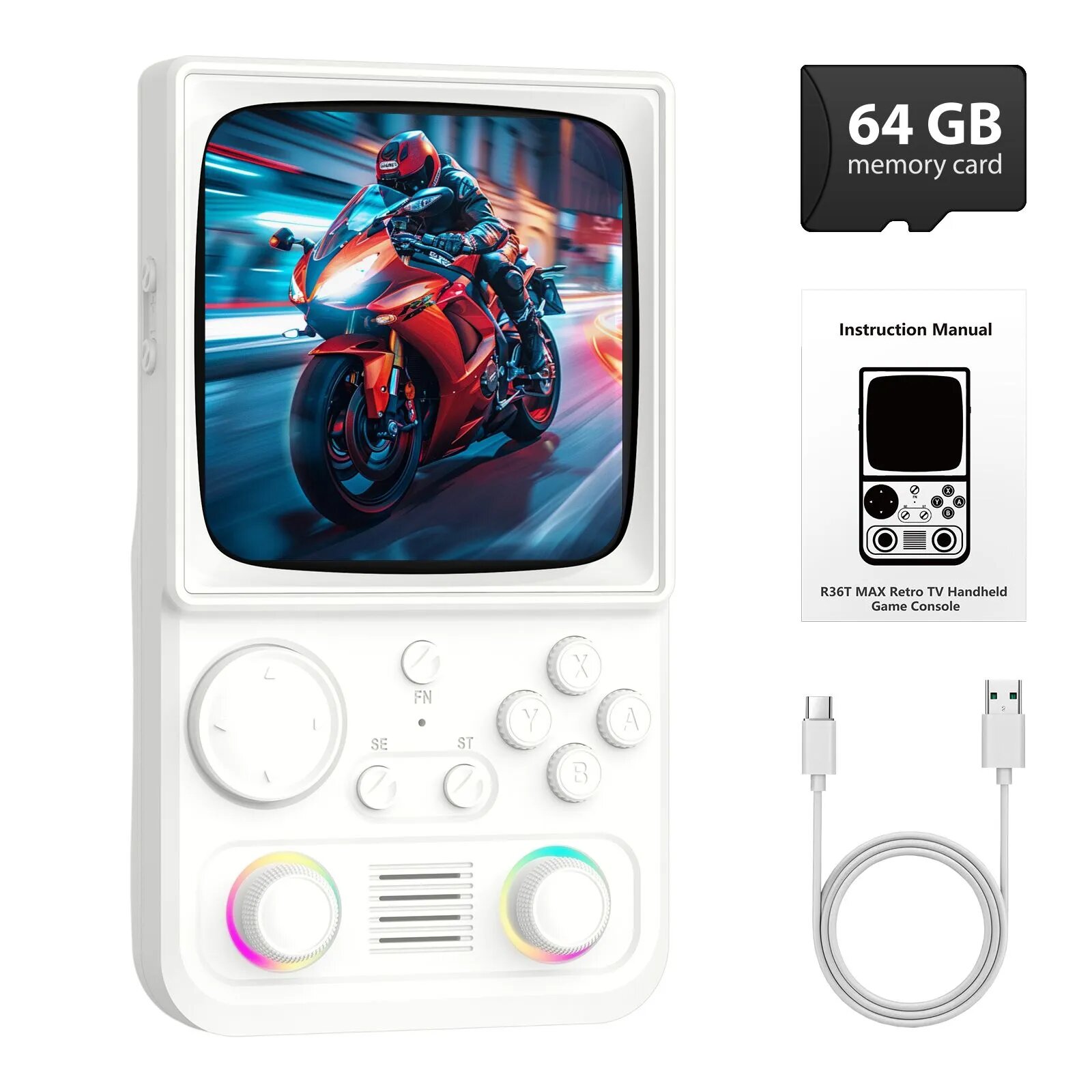 AISLPC R36T Max реtro портативная игровая консоль 64G поддерживает WiFi мультиплеер, с 25 эмуляторов 21000+ игр, белое