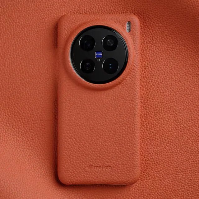 Чехол Melkco из натуральной кожи для VIVO X300 X200 Ultra X200 Pro Mini Оранжевый, Orange, X300 Pro
