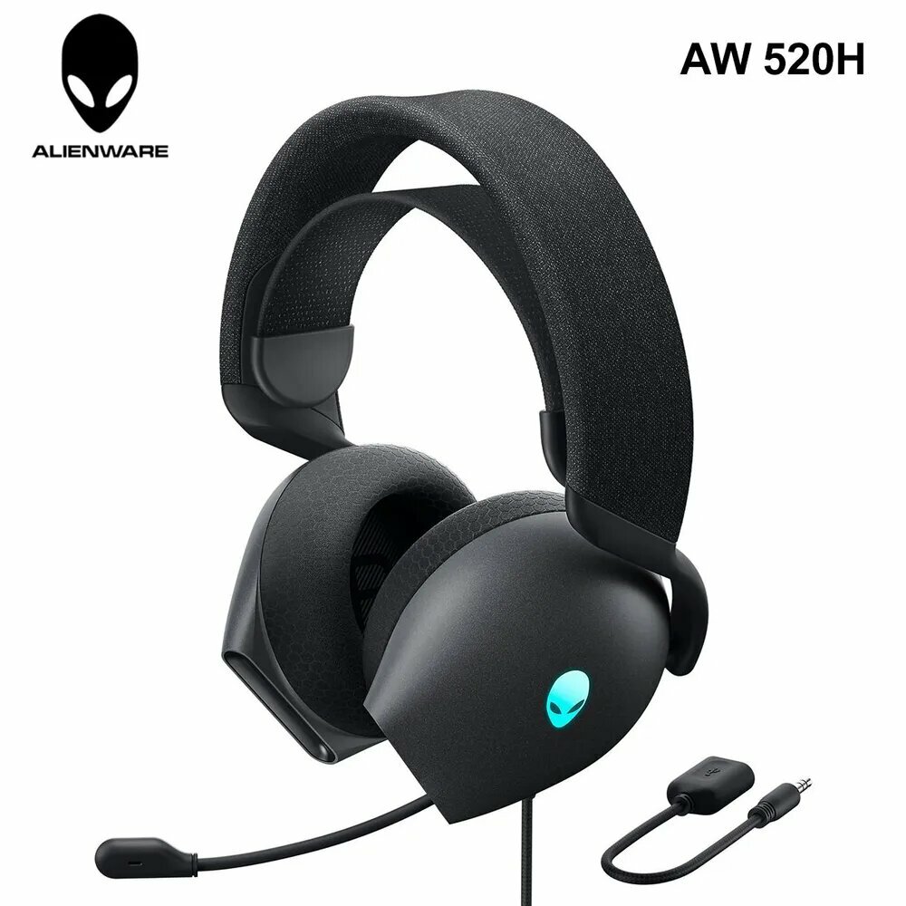 Alienware Наушники проводные с микрофоном Alienware AW 520H, 3.5 мм, черный