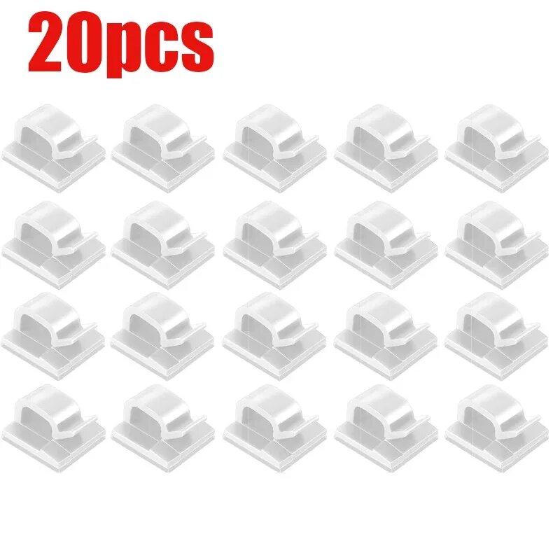 Самоклеящиеся держатели для кабелей, White-20pcs