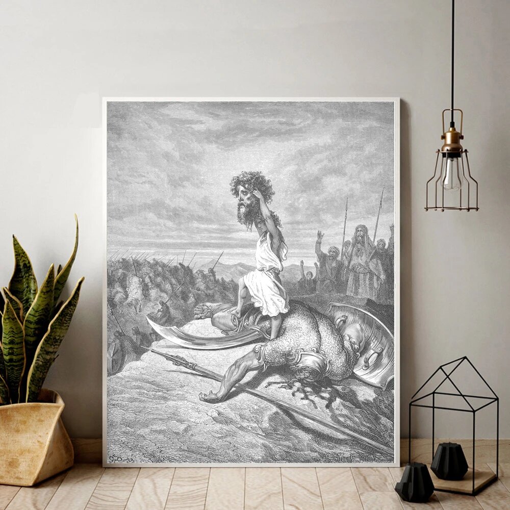 Картина на холсте "Давид убивает Голиафа" Painting